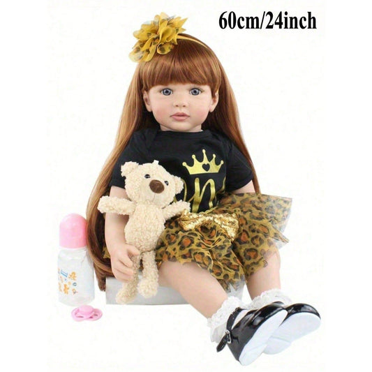 60 cm (24 inches) Fabric Body Newborn Baby Soft Vinyl Reborn Baby Doll Lifelike Princess Boy Dress-Up Toy for Ages 3+ Boys and Girls Birthday Gift