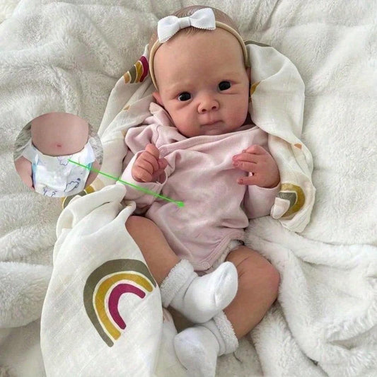 45 cm / 18-inch Sleeping Girl Reborn Baby Doll, Full Body Made of Soft Vinyl, 3D-Painted Skin with Visible Veins, Realistic Bathing Doll, Artistic Doll, and Birthday Gift