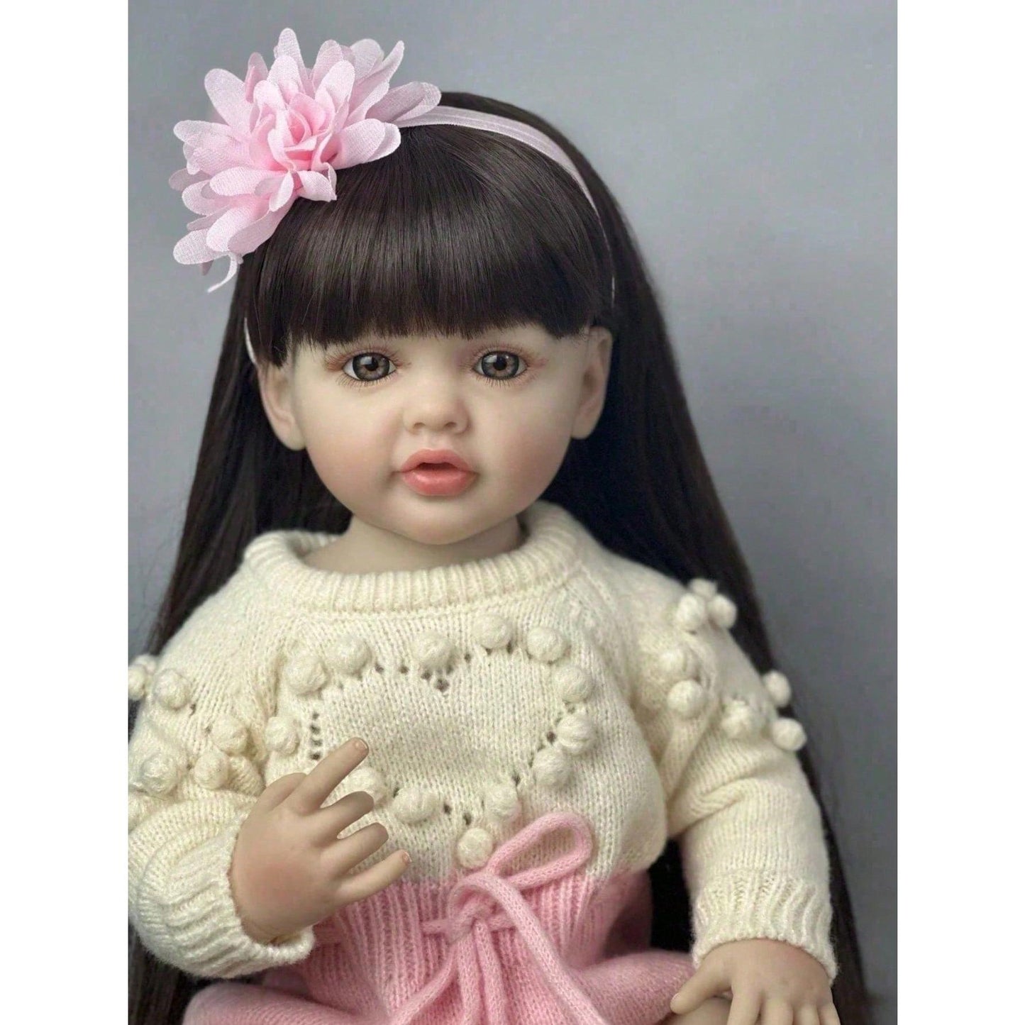 Lifelike 55 cm Reborn Baby Doll with Full Soft Vinyl Body, 22 Inches, Realistic Newborn Princess Baby, Adorable Baby Doll for Playhouse, Dress-Up Toy for Girls, Birthday Gift