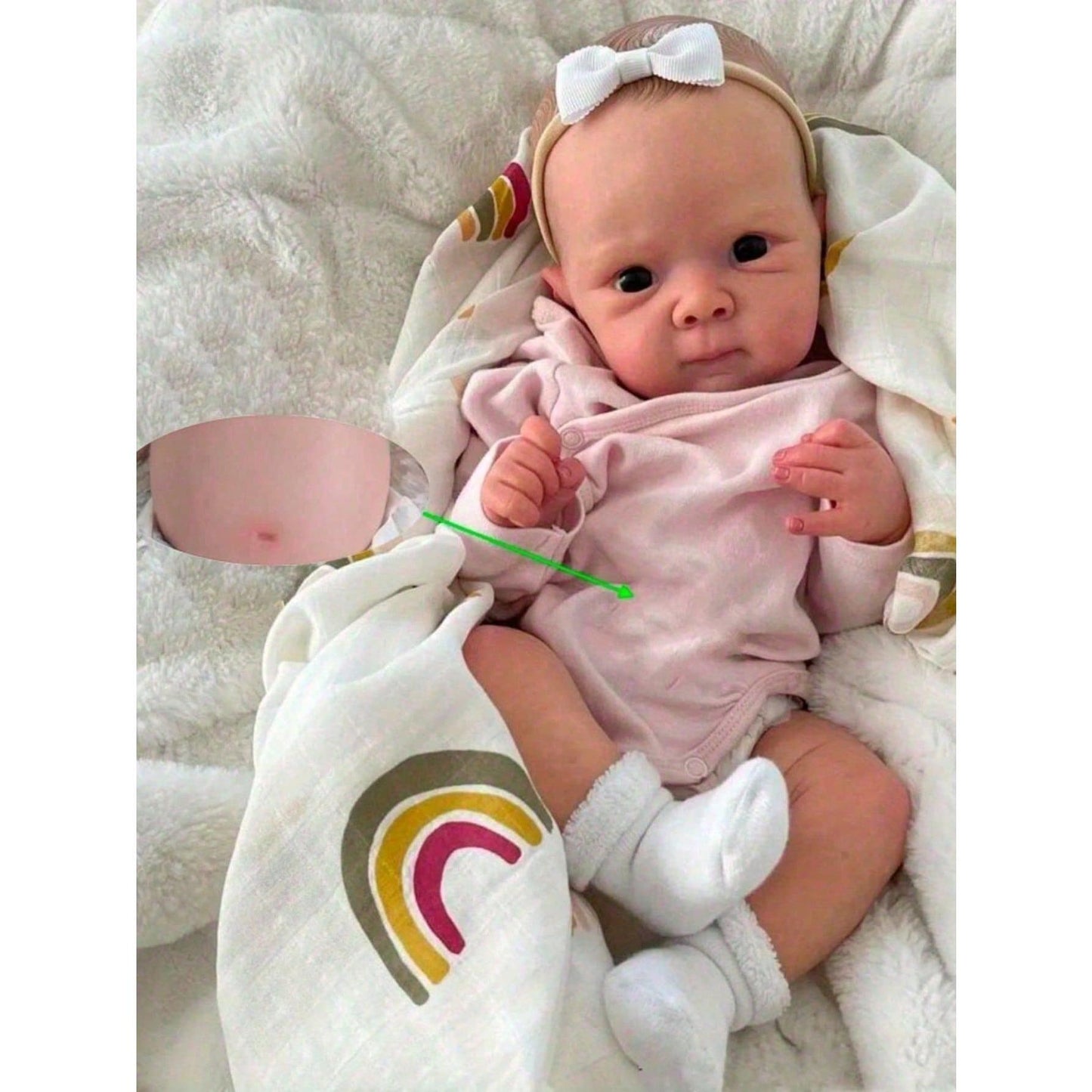 45 cm / 18-inch Sleeping Girl Reborn Baby Doll, Full Body Made of Soft Vinyl, 3D-Painted Skin with Visible Veins, Realistic Bathing Doll, Artistic Doll, and Birthday Gift