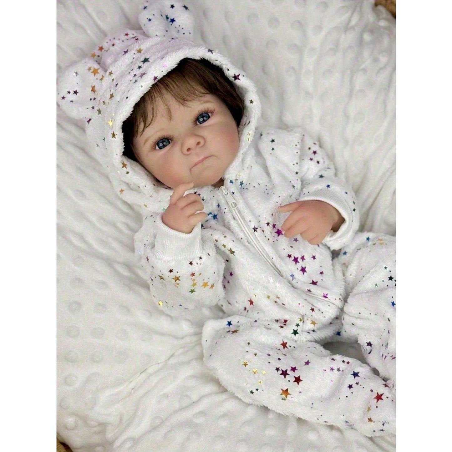 Full-body vinyl reborn baby doll, 48 cm (19 inches), handmade, trendy birthday gift, toy for bath time, playing house, and bedtime, for children.