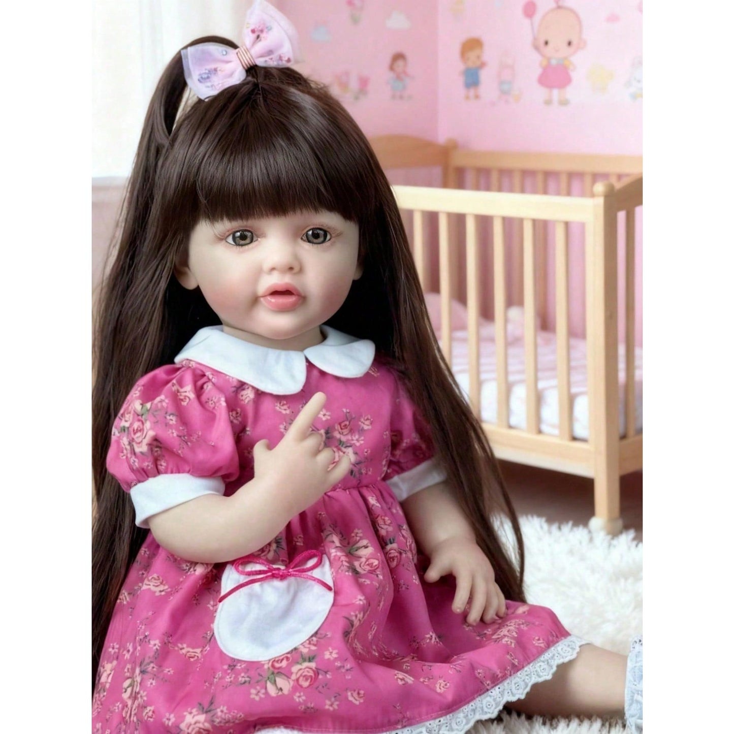 55 cm (22-inch) full-body soft vinyl reborn baby doll, stands on its own, realistic newborn princess, artistic bath toy, birthday gifts for children