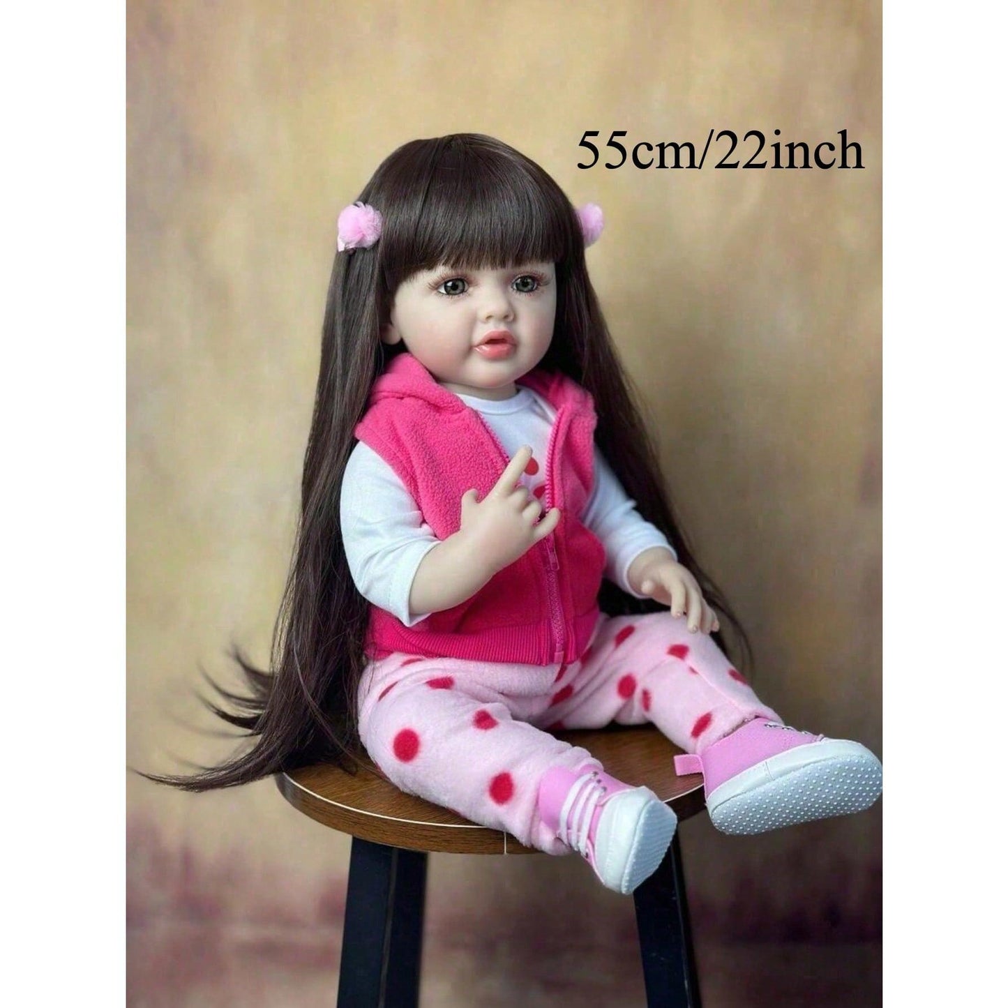 22inch 55cm Cuerpo Completo de Vinilo Bebé Reborn Muñeca Lifelike Bebe Recién Nacido Niña Precioso Regalo de Cumpleaños Vestir Juguete de Baño,Decoración del Hogar