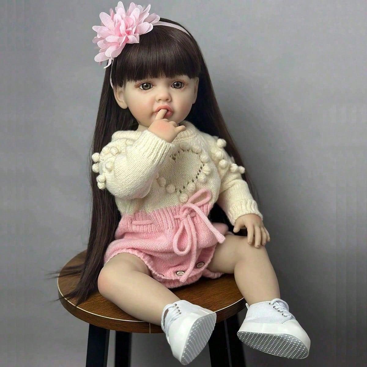 Lifelike 55 cm Reborn Baby Doll with Full Soft Vinyl Body, 22 Inches, Realistic Newborn Princess Baby, Adorable Baby Doll for Playhouse, Dress-Up Toy for Girls, Birthday Gift