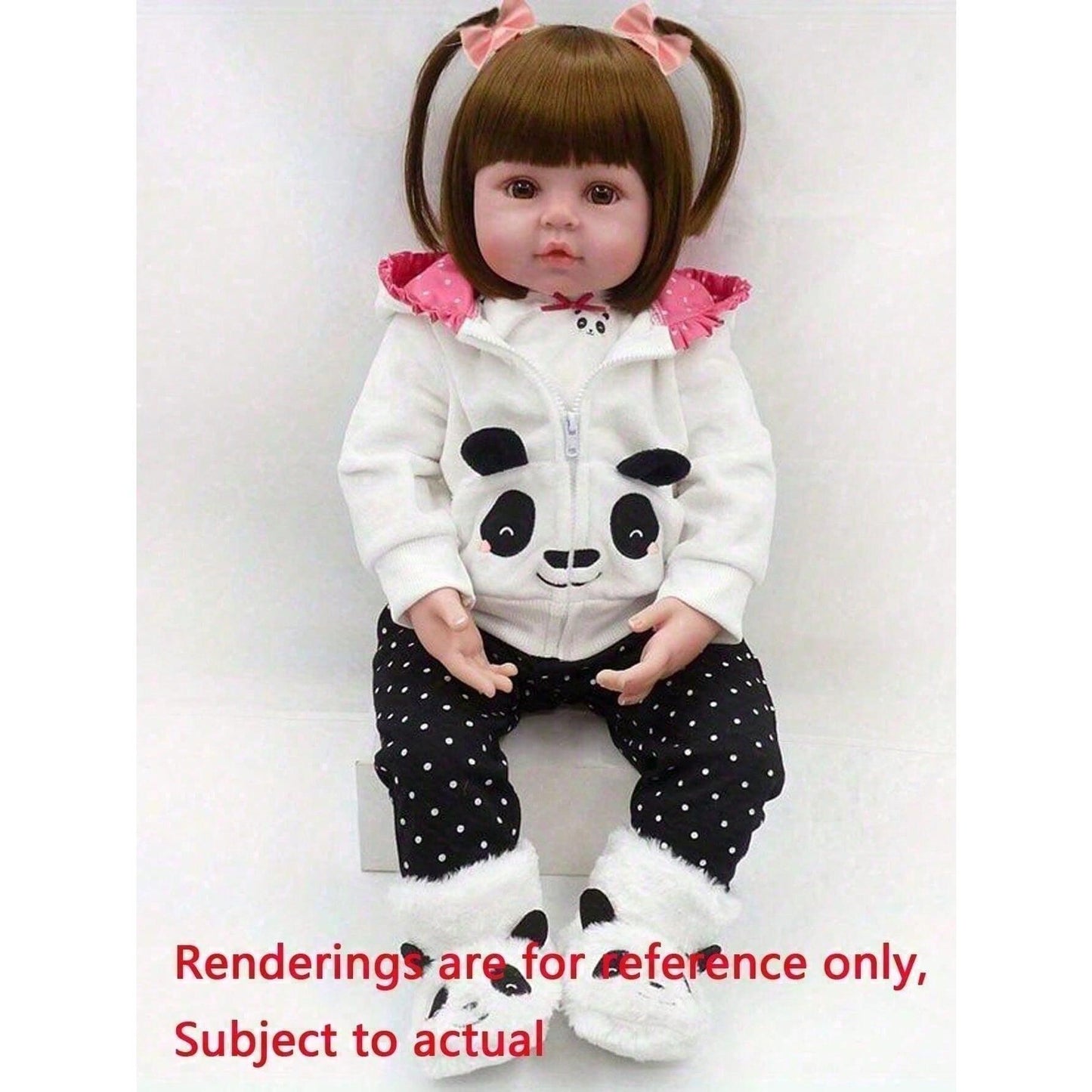 48 cm (19-inch) Realistic Reborn Doll, with a fabric body and soft vinyl limbs, newborn baby design, cute doll to dress up, Christmas gift (some random pieces included, such as a pacifier, bottle, diaper, hair accessories, and clothing)
