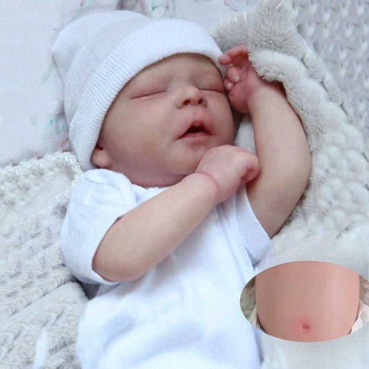 45 cm / 18-inch sleeping reborn baby doll, full-body soft vinyl, skin with 3D paint and visible veins, bath and dress-up toy, artistic newborn doll, ideal as a birthday gift for children