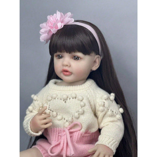 Lifelike 55 cm Reborn Baby Doll with Full Soft Vinyl Body, 22 Inches, Realistic Newborn Princess Baby, Adorable Baby Doll for Playhouse, Dress-Up Toy for Girls, Birthday Gift
