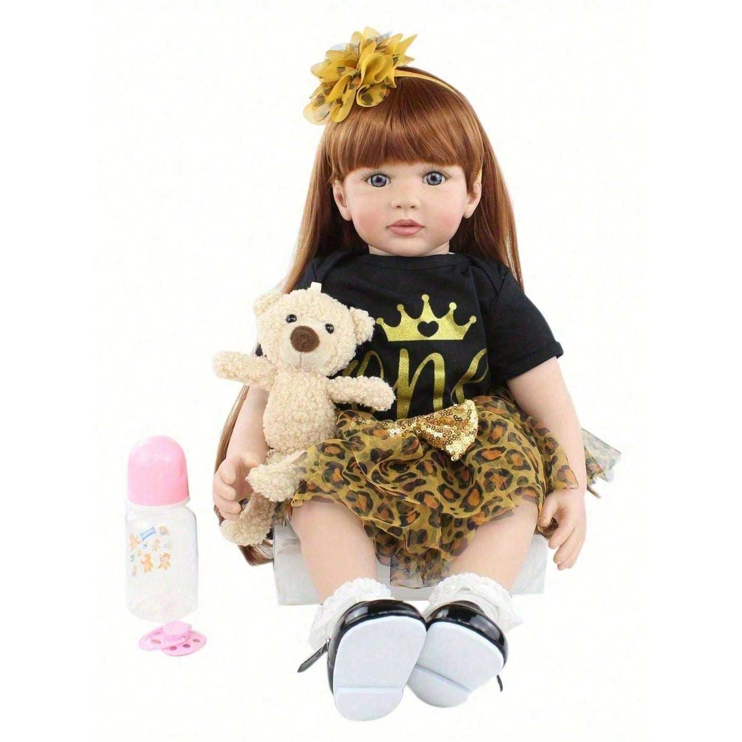 60 cm (24 inches) Fabric Body Newborn Baby Soft Vinyl Reborn Baby Doll Lifelike Princess Boy Dress-Up Toy for Ages 3+ Boys and Girls Birthday Gift