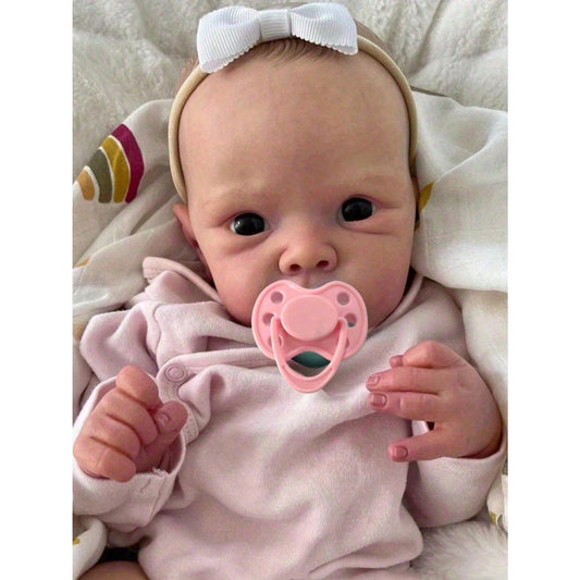 45 cm / 18-inch Sleeping Girl Reborn Baby Doll, Full Body Made of Soft Vinyl, 3D-Painted Skin with Visible Veins, Realistic Bathing Doll, Artistic Doll, and Birthday Gift