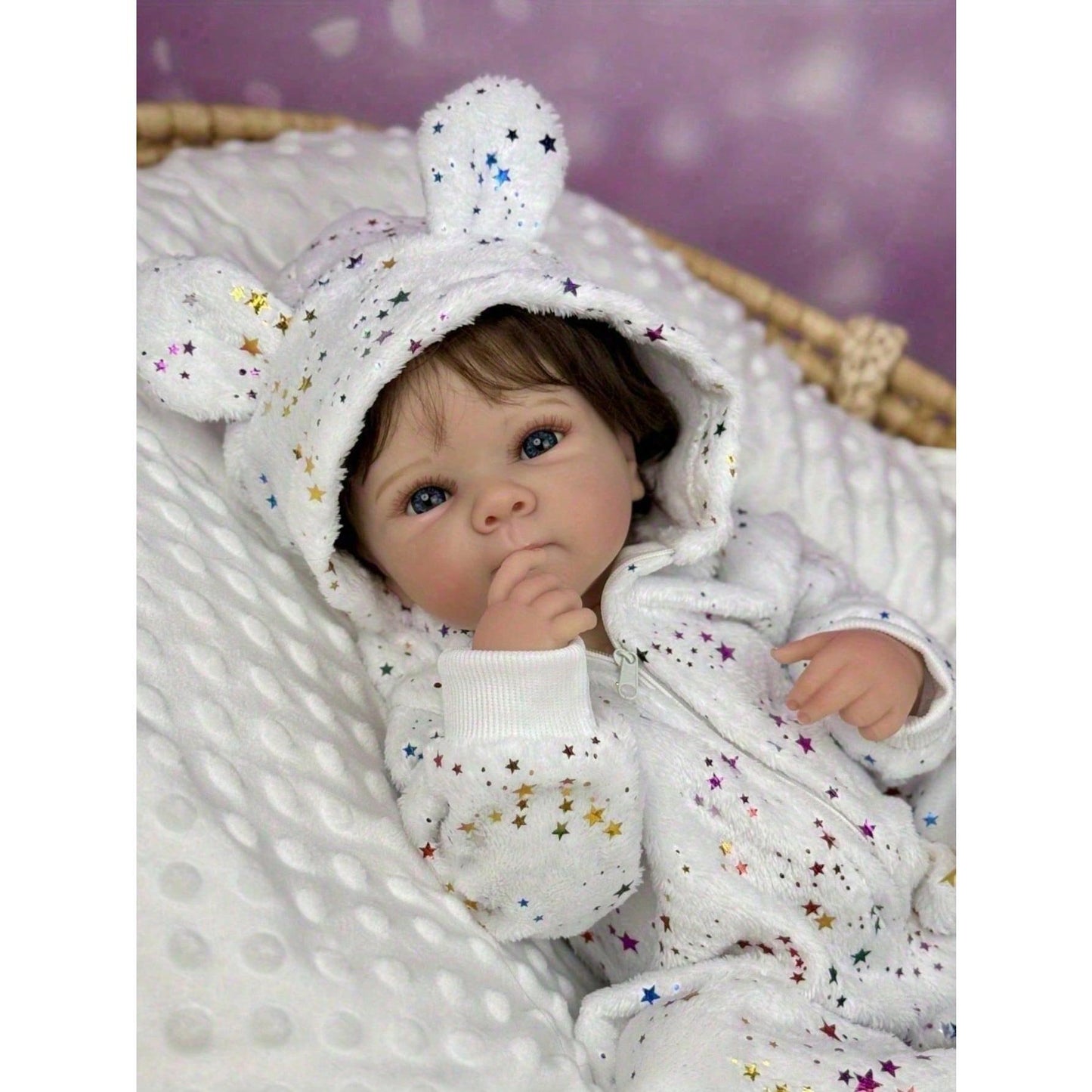 Full-body vinyl reborn baby doll, 48 cm (19 inches), handmade, trendy birthday gift, toy for bath time, playing house, and bedtime, for children.