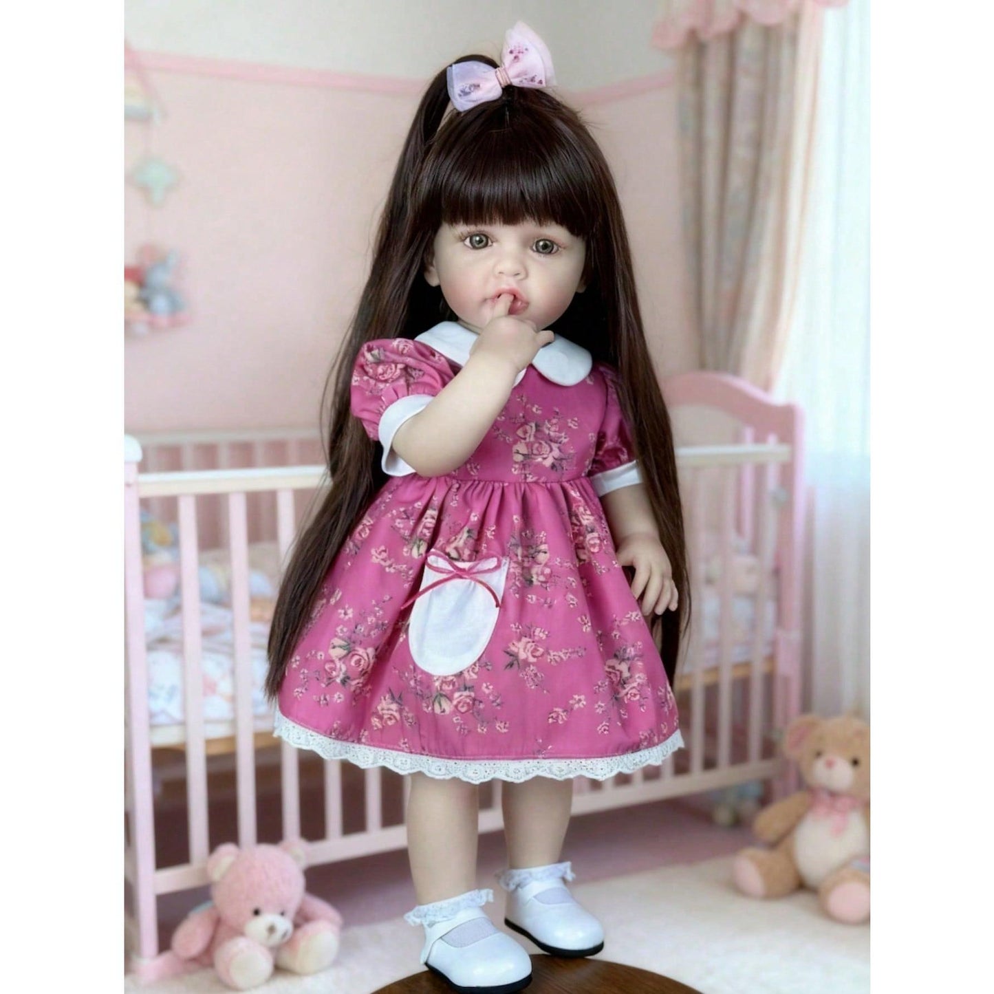 55 cm (22-inch) full-body soft vinyl reborn baby doll, stands on its own, realistic newborn princess, artistic bath toy, birthday gifts for children