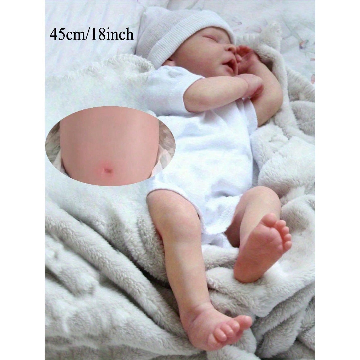 45 cm / 18-inch sleeping reborn baby doll, full-body soft vinyl, skin with 3D paint and visible veins, bath and dress-up toy, artistic newborn doll, ideal as a birthday gift for children