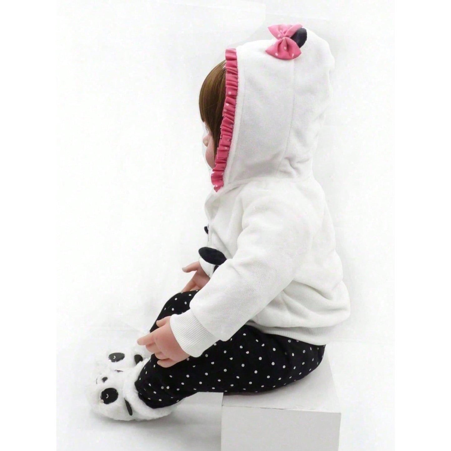 48 cm (19-inch) Realistic Reborn Doll, with a fabric body and soft vinyl limbs, newborn baby design, cute doll to dress up, Christmas gift (some random pieces included, such as a pacifier, bottle, diaper, hair accessories, and clothing)