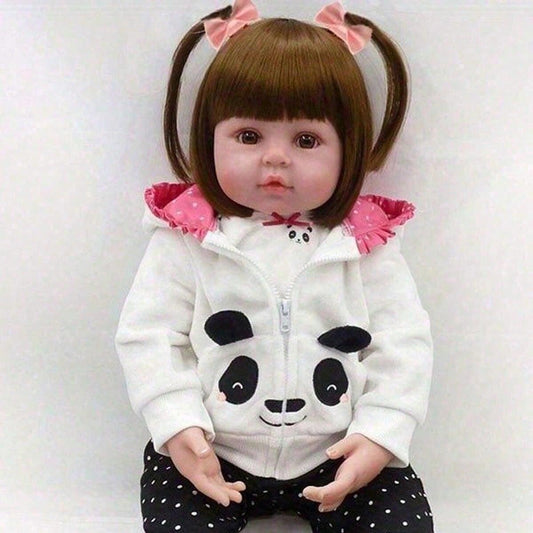 48 cm (19-inch) Realistic Reborn Doll, with a fabric body and soft vinyl limbs, newborn baby design, cute doll to dress up, Christmas gift (some random pieces included, such as a pacifier, bottle, diaper, hair accessories, and clothing)