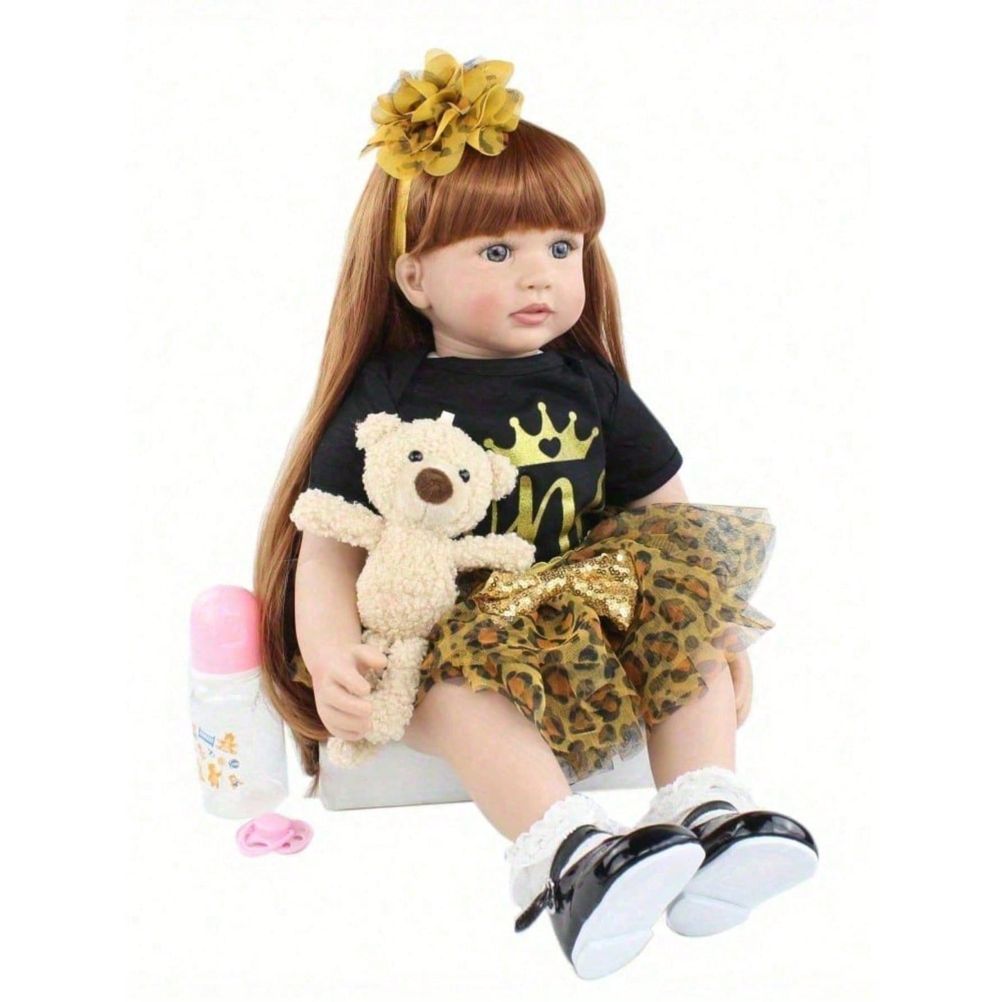 60 cm (24 inches) Fabric Body Newborn Baby Soft Vinyl Reborn Baby Doll Lifelike Princess Boy Dress-Up Toy for Ages 3+ Boys and Girls Birthday Gift