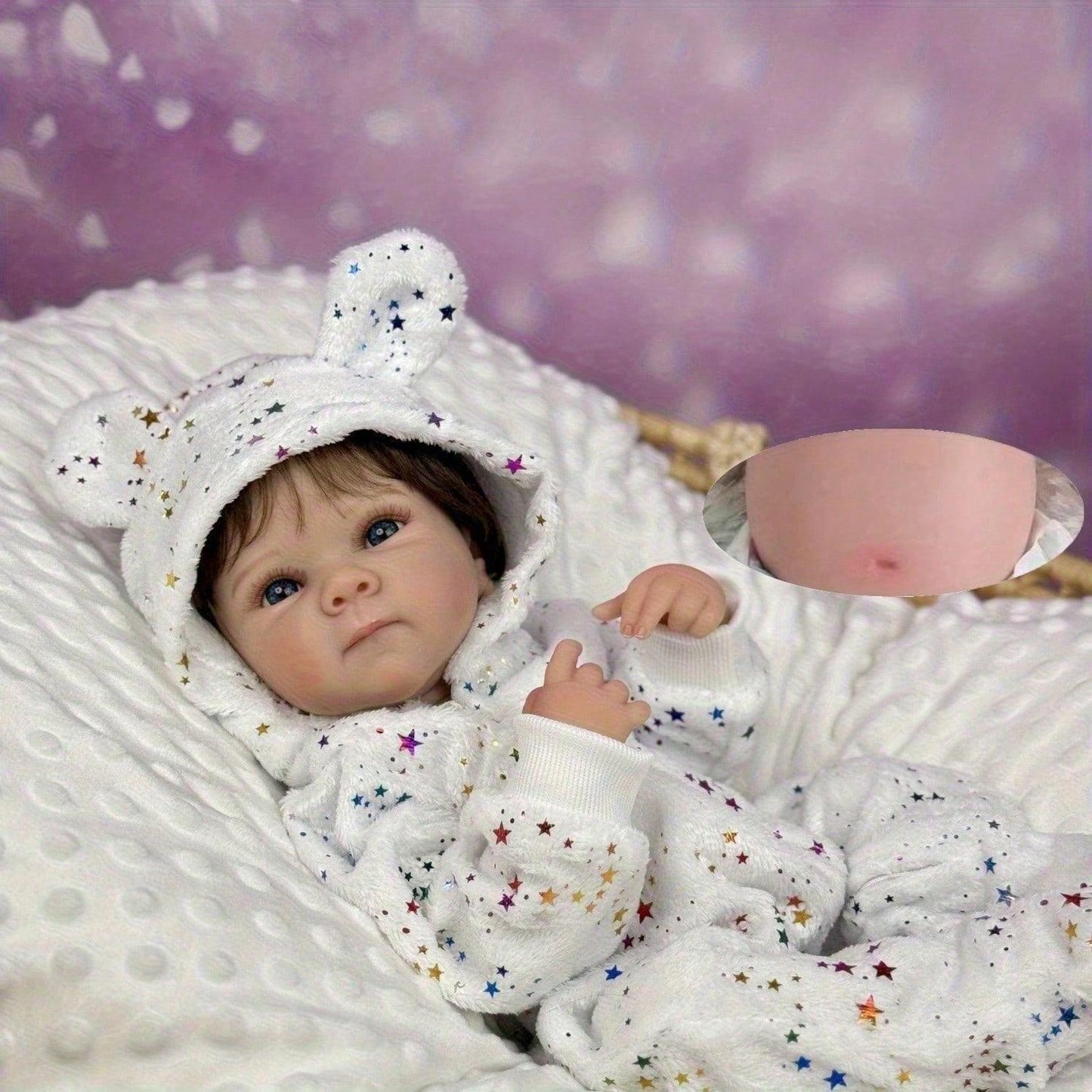 Full-body vinyl reborn baby doll, 48 cm (19 inches), handmade, trendy birthday gift, toy for bath time, playing house, and bedtime, for children.