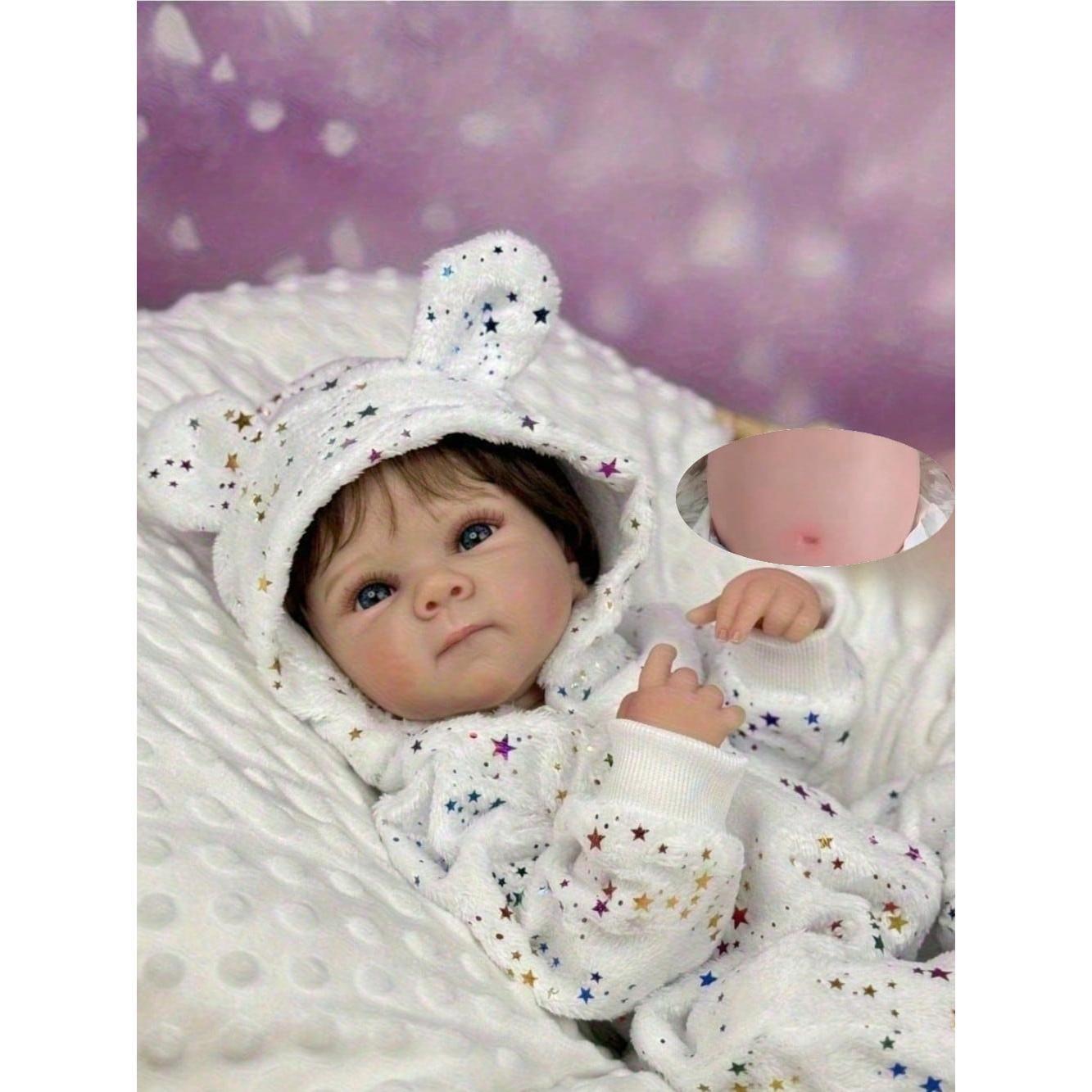 Full-body vinyl reborn baby doll, 48 cm (19 inches), handmade, trendy birthday gift, toy for bath time, playing house, and bedtime, for children.
